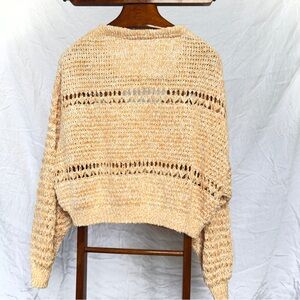 Free People / Oversized Coconut V-Neck Knitted Pullover / Size S